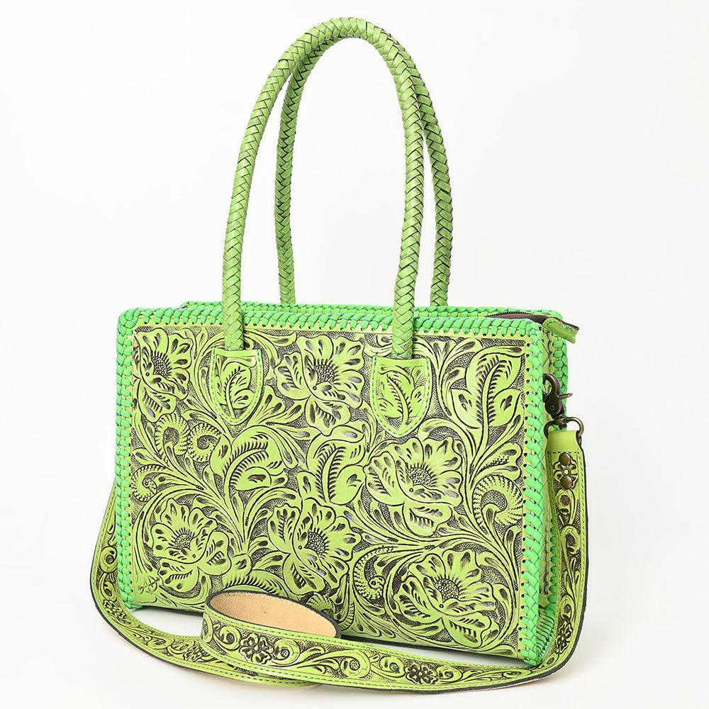 ADBG1412 Hand-Tooled Leather Tote Bag - Floral Western Design