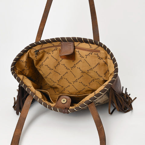 ADBG1113 American Darling Hand-Woven Saddle Blanket Western Tote Bag Genuine Leather Fringe Purse