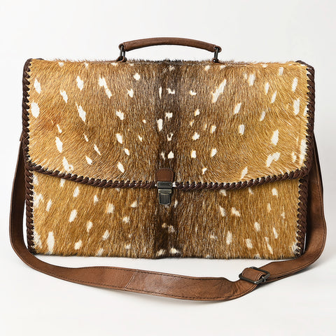American Darling Hair-On Cowhide Western Leather Briefcase Bag | Genuine Leather Laptop Work Bag