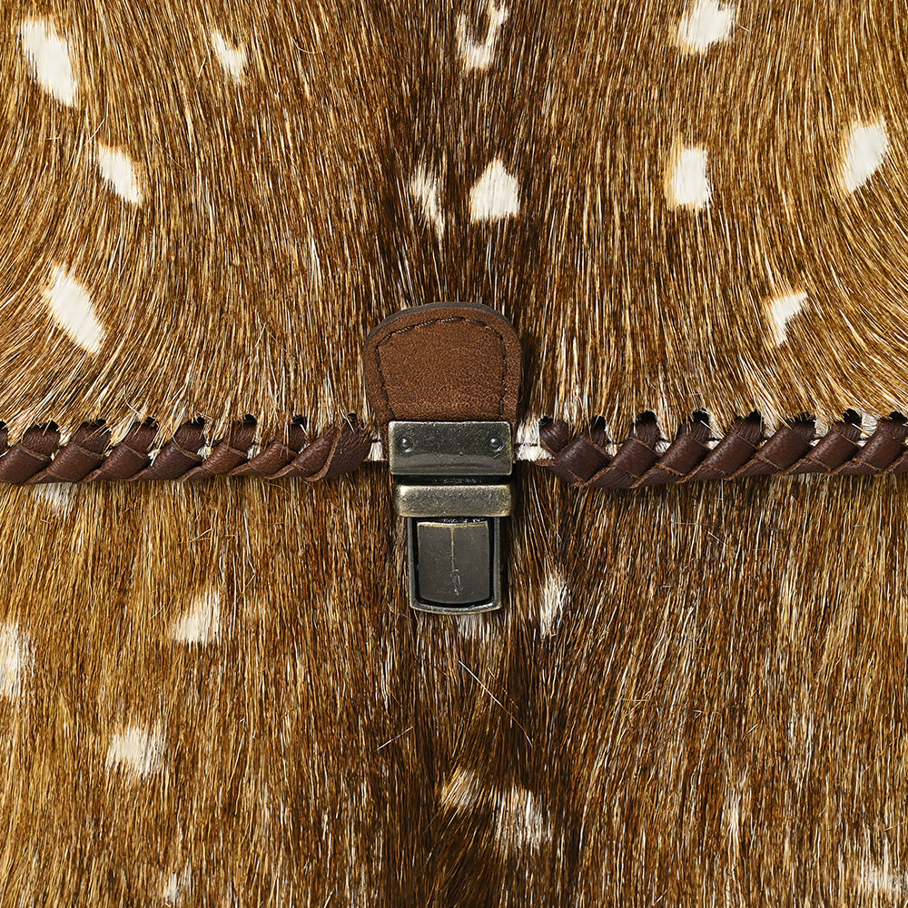 ADBG1420 Spotted Deer Hair-On Leather Briefcase - Western Executive Bag