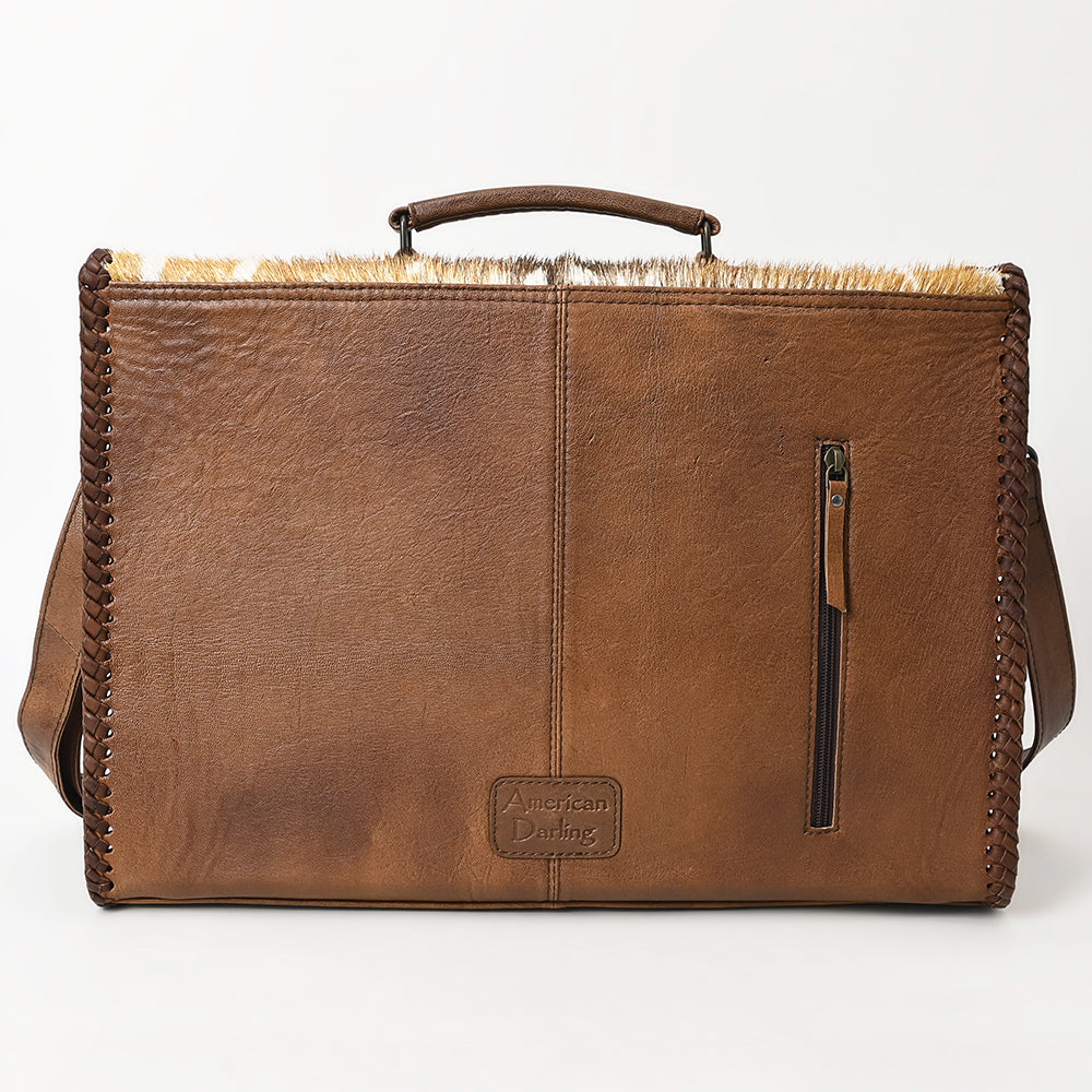 ADBG1420 Spotted Deer Hair-On Leather Briefcase - Western Executive Bag