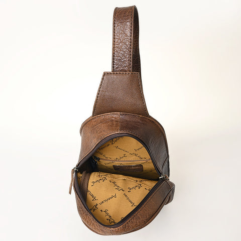 American Darling Hand-Tooled Western Leather Sling Bag | Genuine Leather Floral Carved