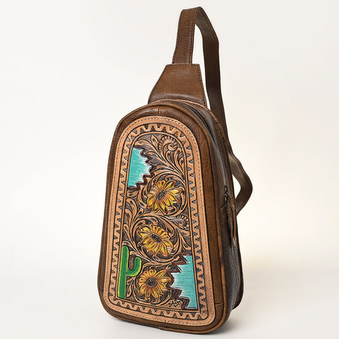 American Darling Hand-Tooled Western Leather Sling Bag | Genuine Leather Floral Carved