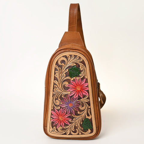 American Darling Hand-Tooled Western Leather Sling Bag | Genuine Leather Floral Carved
