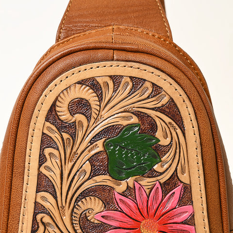 American Darling Hand-Tooled Western Leather Sling Bag | Genuine Leather Floral Carved