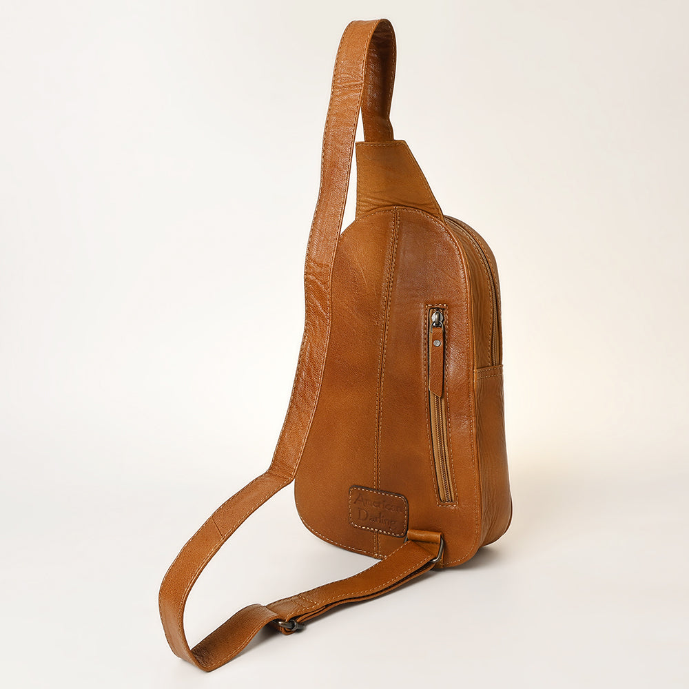 ADBG1425 Hand tooled Leather Sling Bag - Floral Western Design