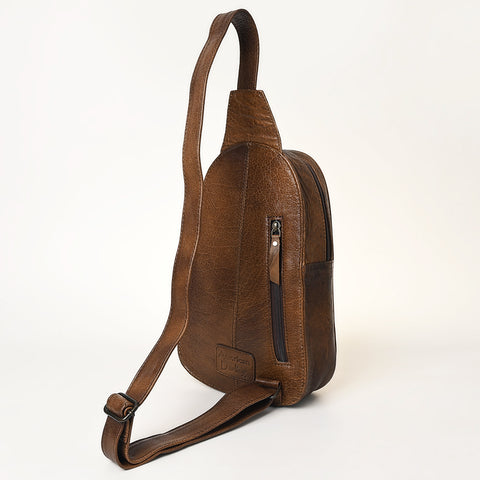 American Darling Hand-Tooled Western Leather Sling Bag | Genuine Leather Floral Carved