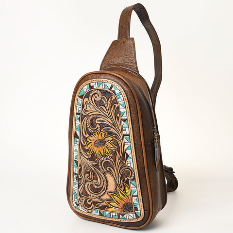 American Darling Hand-Tooled Western Leather Sling Bag | Genuine Leather Floral Carved