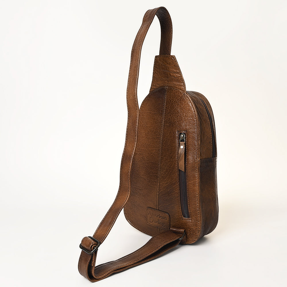 ADBG1425 Hand tooled Leather Sling Bag - Floral Western Design