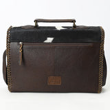 ADBGM377 Hair-On Cowhide Messenger Bag with Top Handle & Turn Lock - Western Briefcase Crossbody
