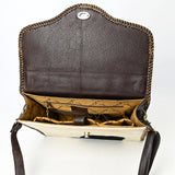 ADBGM377 Hair-On Cowhide Messenger Bag with Top Handle & Turn Lock - Western Briefcase Crossbody