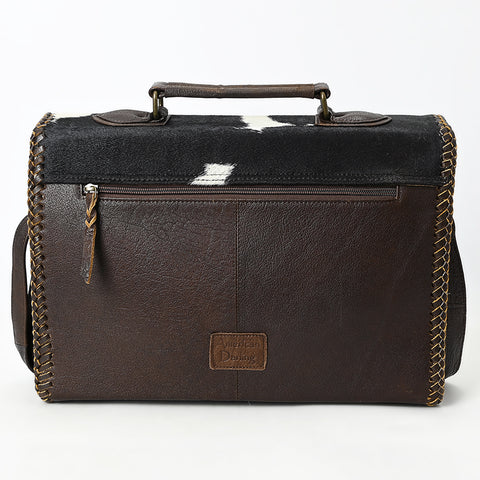 ADBGM377 Hair-On Cowhide Messenger Bag with Top Handle & Turn Lock - Western Briefcase Messenger