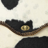 ADBGM377 Hair-On Cowhide Messenger Bag with Top Handle & Turn Lock - Western Briefcase Crossbody