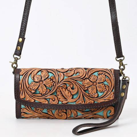 American Darling Western Leather Hand Tooled Floral Carved Small Cross body Bag