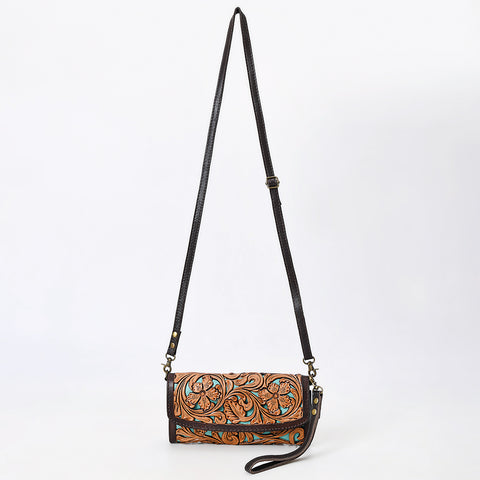 American Darling Western Leather Hand Tooled Floral Carved Small Cross body Bag