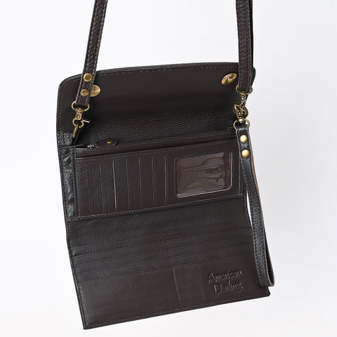 American Darling Western Leather Hand Tooled Floral Carved Small Cross body Bag