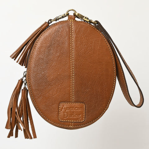 American Darling Western Leather Hand Tooled Floral Carved Wristlet Bag