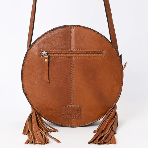 American Darling Western Leather Canteen Bag Hand Tooled Floral With Tassels