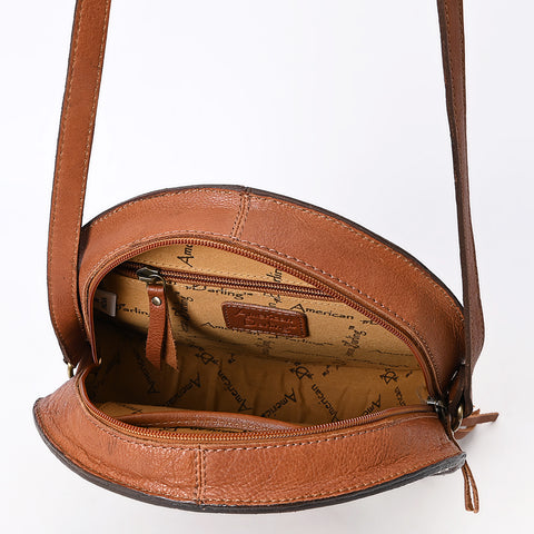 American Darling Western Leather Canteen Bag Hand Tooled Floral With Tassels
