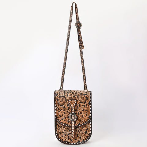 American Darling Western Leather Hand Tooled Floral Carved Messenger Bag