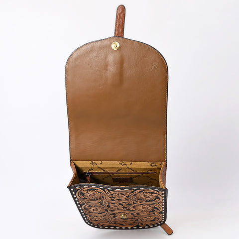 American Darling Western Leather Hand Tooled Floral Carved Messenger Bag
