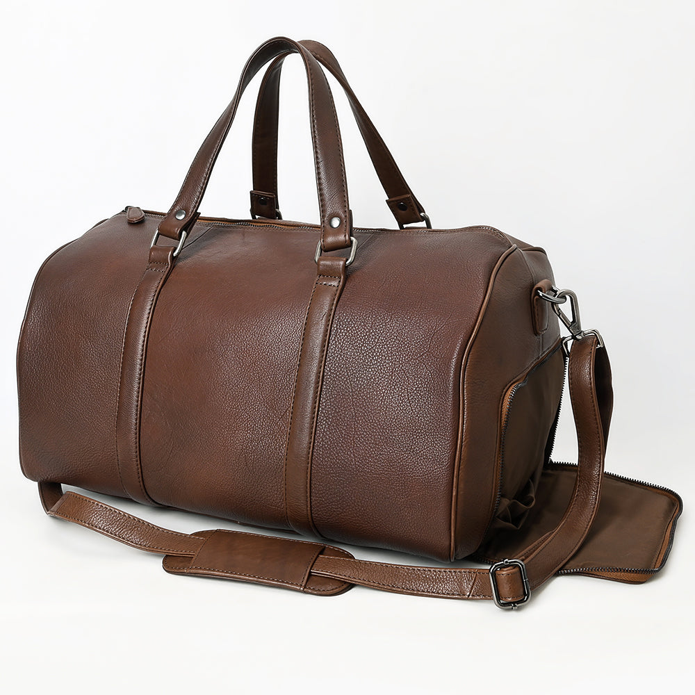 LC-ADBGM390 Leather Duffel Bag - Handmade Full-Grain Western Travel Weekender with Shoulder Strap