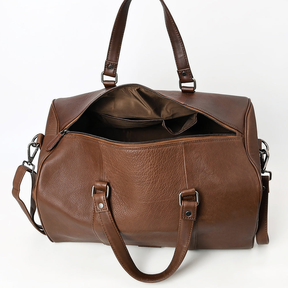 LC-ADBGM390 Leather Duffel Bag - Handmade Full-Grain Western Travel Weekender with Shoulder Strap