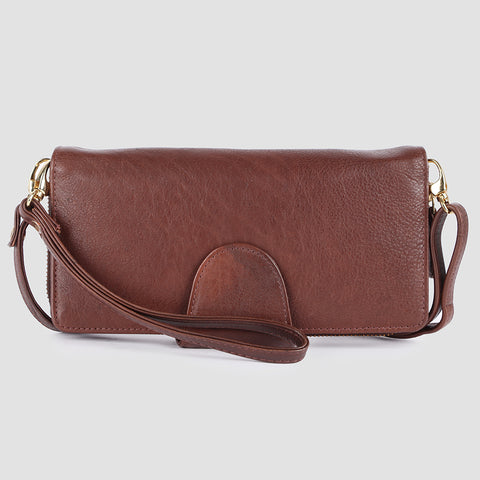 ADBGM393 Pebbled Leather Wristlet Clutch Crossbody - American Darling