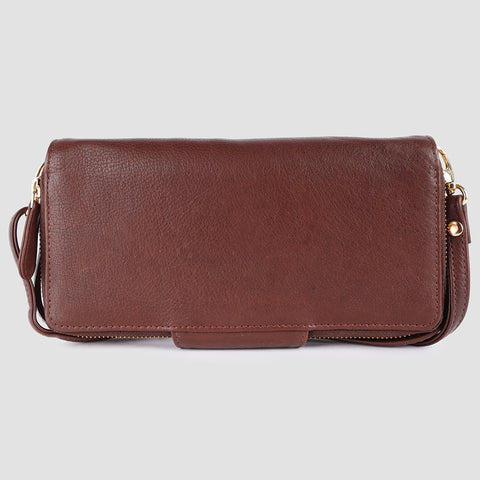 ADBGM393 Pebbled Leather Wristlet Clutch Crossbody - American Darling
