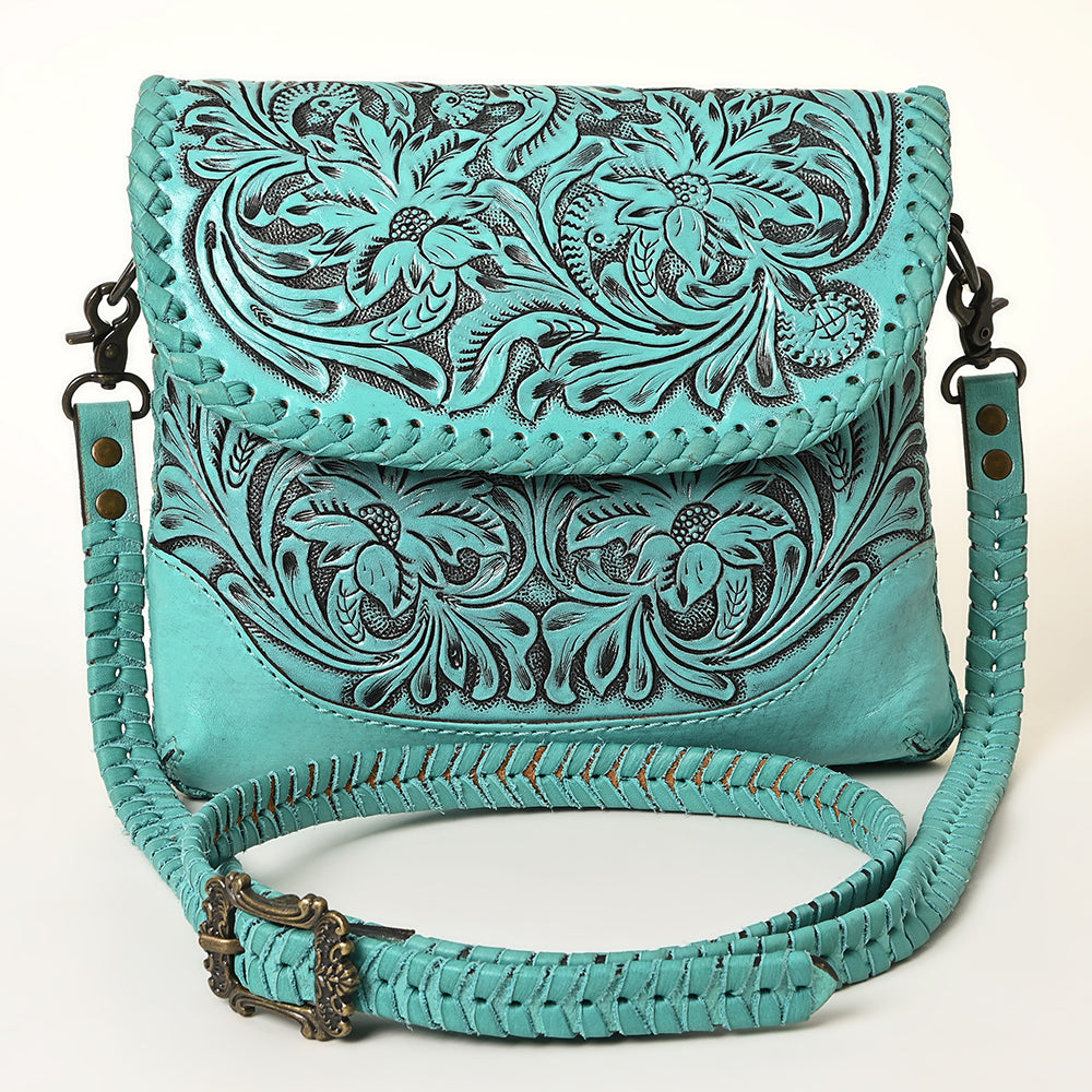 American Darling Handcrafted Leather Western Crossbody Bag - Hand-Tooled Floral Carving with Genuine Leather