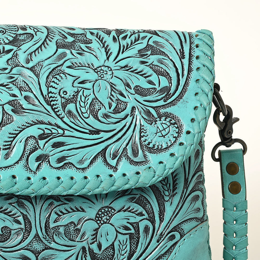 American Darling Handcrafted Leather Western Crossbody Bag - Hand-Tooled Floral Carving with Genuine Leather