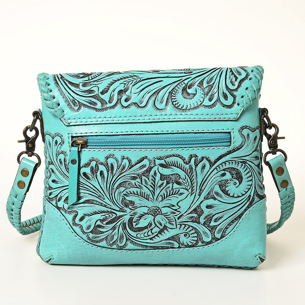 American Darling Handcrafted Leather Western Crossbody Bag - Hand-Tooled Floral Carving with Genuine Leather