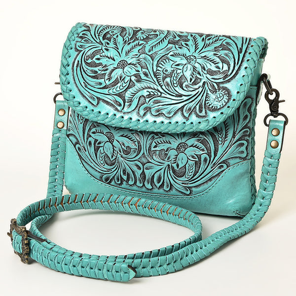 ADBG1108 Tooled Leather Crossbody Bag-Western Floral Hand-Carved Purse