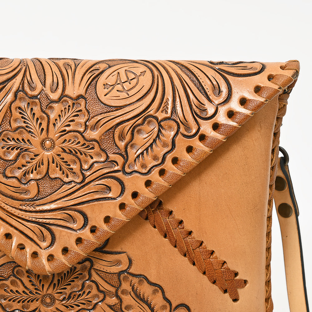 ADBG1109 Hand-Tooled Leather Envelope Crossbody Bag-Genuine Western Cowhide by American Darling