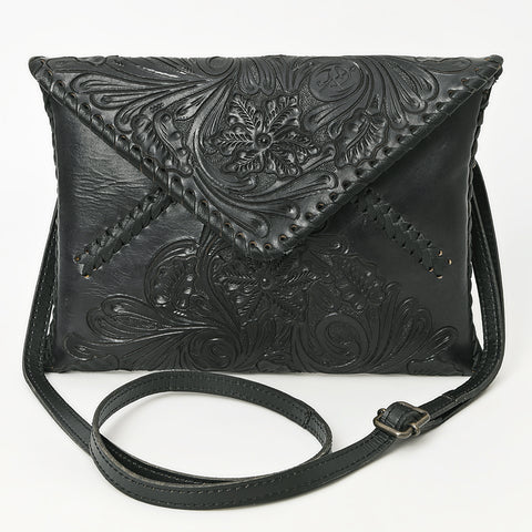 American Darling Hand-Tooled Genuine Leather Western Envelope Bag ï¿½ Floral Carved Crossbody