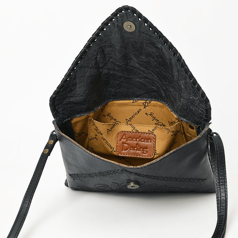 American Darling Hand-Tooled Genuine Leather Western Envelope Bag ï¿½ Floral Carved Crossbody
