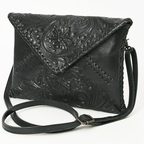 American Darling Hand-Tooled Genuine Leather Western Envelope Bag ï¿½ Floral Carved Crossbody
