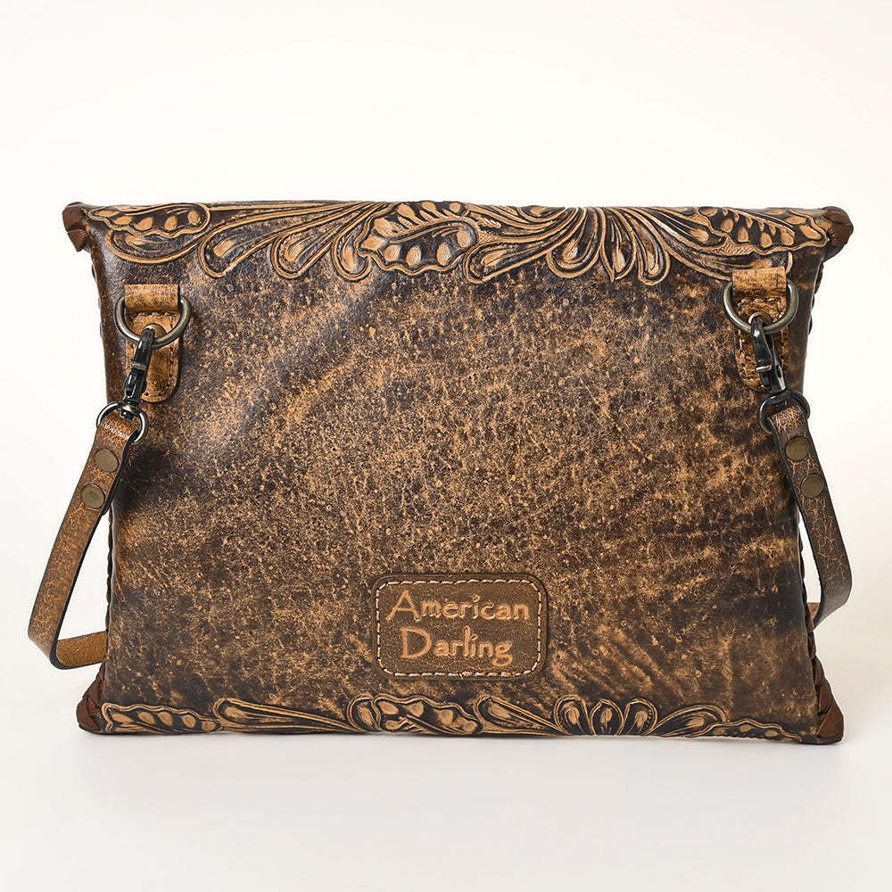 ADBG1109 Hand-Tooled Leather Envelope Crossbody Bag-Genuine Western Cowhide by American Darling