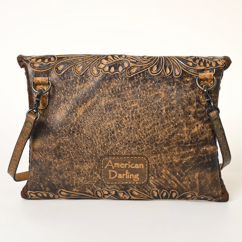 American Darling Hand-Tooled Genuine Leather Western Envelope Bag ï¿½ Floral Carved Crossbody