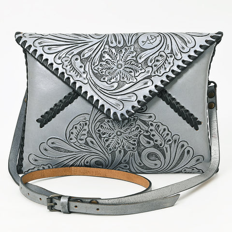 American Darling Hand-Tooled Genuine Leather Western Envelope Bag ï¿½ Floral Carved Crossbody
