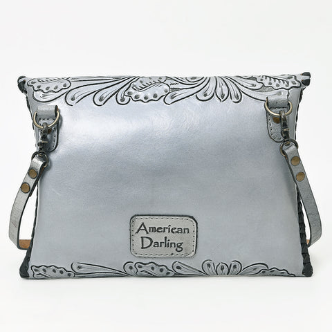 American Darling Hand-Tooled Genuine Leather Western Envelope Bag ï¿½ Floral Carved Crossbody