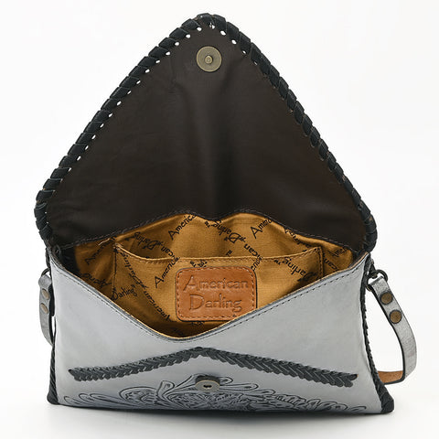 American Darling Hand-Tooled Genuine Leather Western Envelope Bag ï¿½ Floral Carved Crossbody