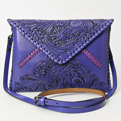 American Darling Hand-Tooled Genuine Leather Western Envelope Bag ï¿½ Floral Carved Crossbody