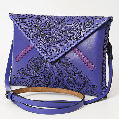 American Darling Hand-Tooled Genuine Leather Western Envelope Bag ï¿½ Floral Carved Crossbody