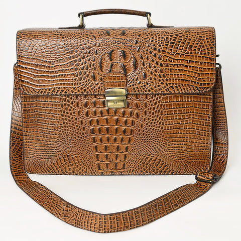 American Darling Crocodile Embossed Genuine Leather Western Briefcase Bag | American Darling Work Tote