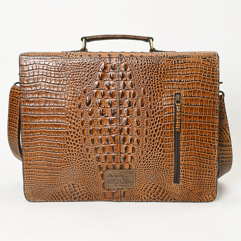 American Darling Crocodile Embossed Genuine Leather Western Briefcase Bag | American Darling Work Tote