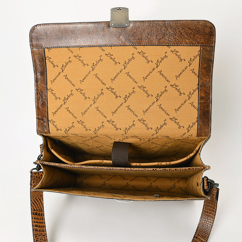 American Darling Crocodile Embossed Genuine Leather Western Briefcase Bag | American Darling Work Tote