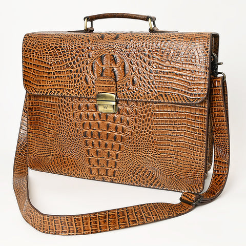 American Darling Crocodile Embossed Genuine Leather Western Briefcase Bag | American Darling Work Tote