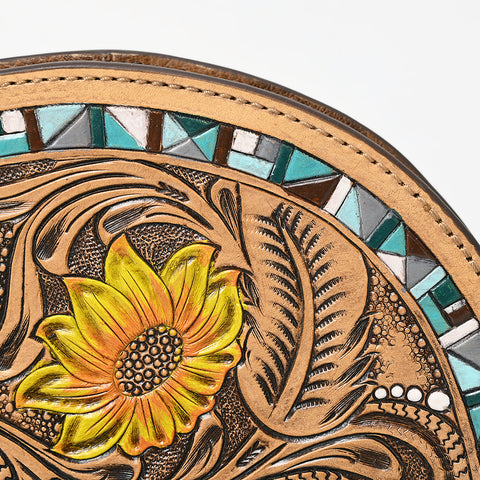American Darling Hand-Tooled Genuine Leather Western Taco Bag | Floral Carved Artisan Wristlet