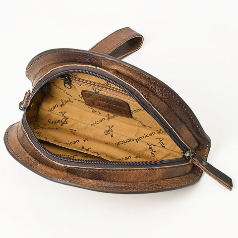American Darling Hand-Tooled Genuine Leather Western Taco Bag | Floral Carved Artisan Wristlet